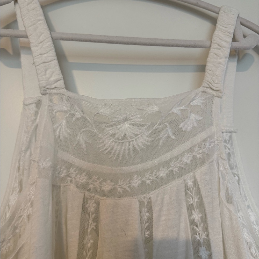 White Embroidered Tank Top